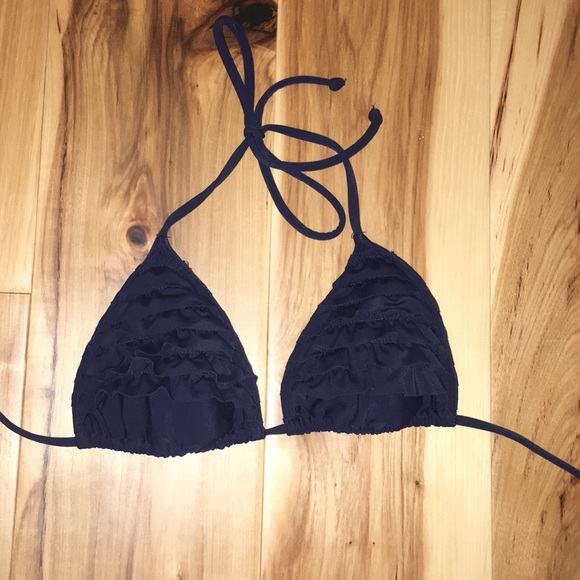 blue ruffle bikini top